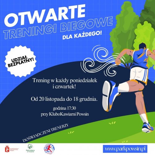 Zajęcia biegowe w Parku Kultury w Powsinie