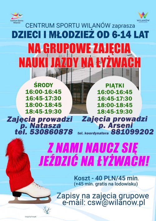 Grupowe zajęcia nauki jazdy na łyżwach