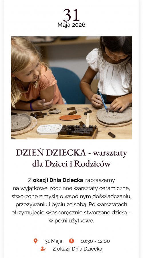 DZIEŃ DZIECKA - warsztaty dla Dzieci i Rodziców
