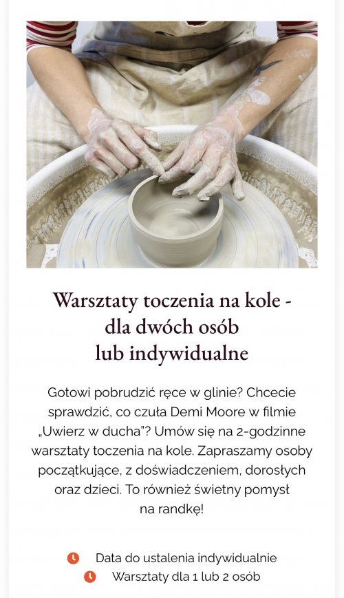 Warsztaty toczenia na kole - dla dwóch osób lub indywidualne