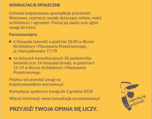 Konsultacje społeczne projektu warszawskiej uchwały krajobrazowej