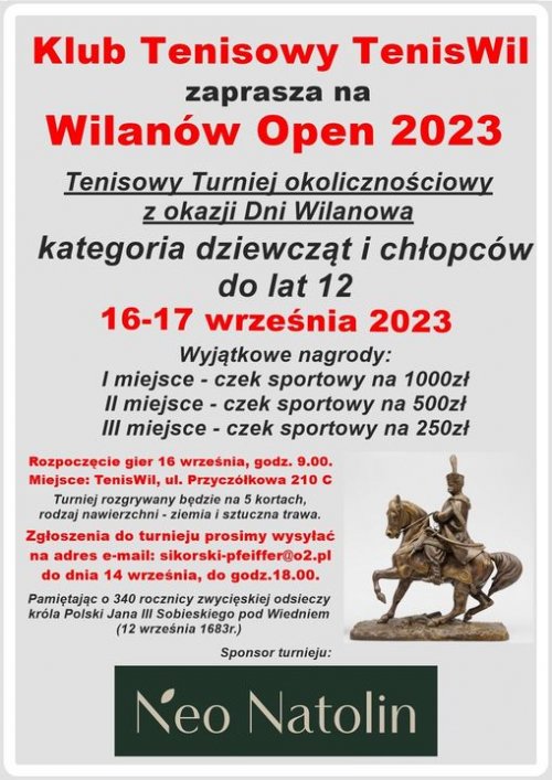 Tenisowy Turniej z okazji Dni Wilanowa