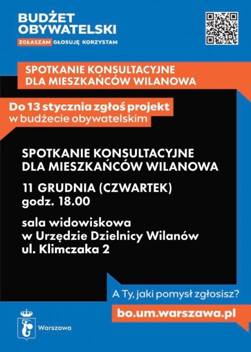 Spotkanie konsultacyjne dla mieszkańców Wilanowa