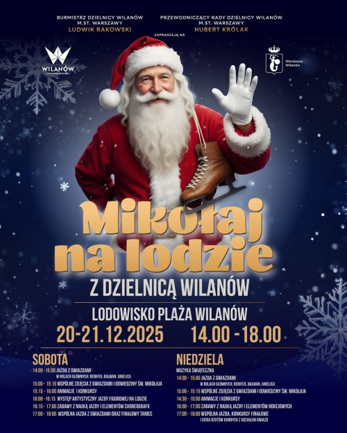 Mikołaj na lodzie z Dzielnicą Wilanów