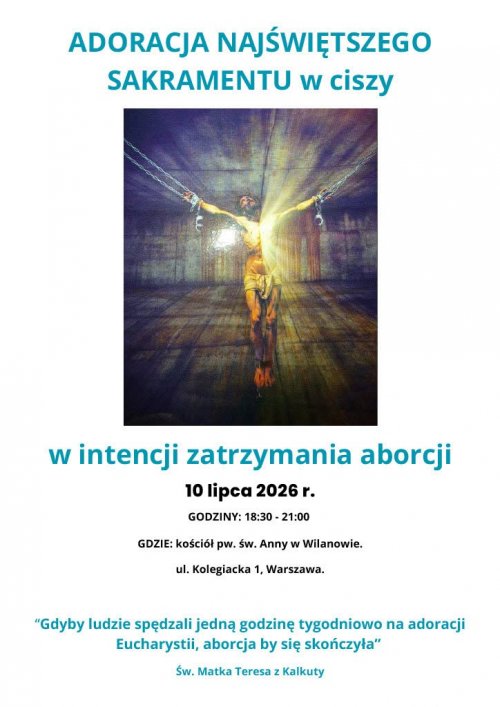 Adoracja Najświętszego Sakramentu w ciszy, w intencji 