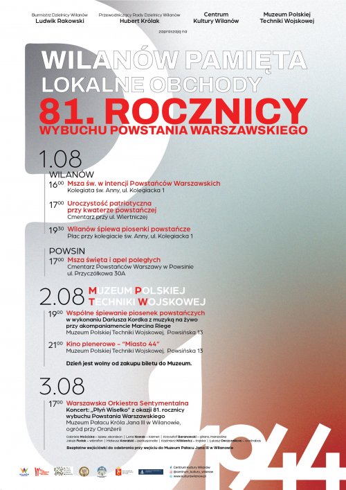 Wilanów Pamięta Lokalne Obchody 81. Rocznicy Wybuchu Powstania Warszawskiego