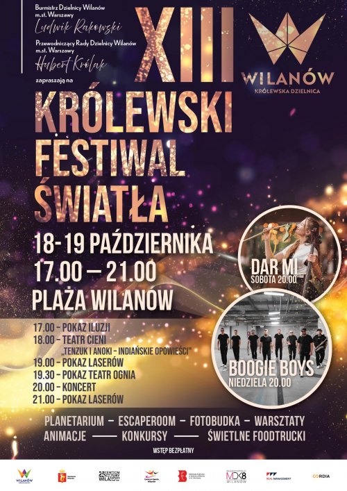 XIII Królewski Festiwal Światła w Wilanowie