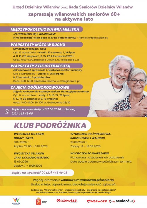 Aktywne lato dla seniorów wilanowskich 60+