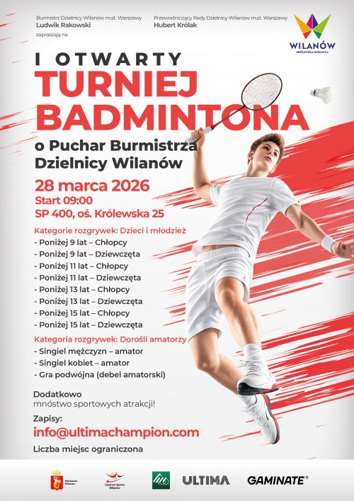 I Otwarty Turniej Badmintona o Puchar Burmistrza Dzielnicy Wilanów