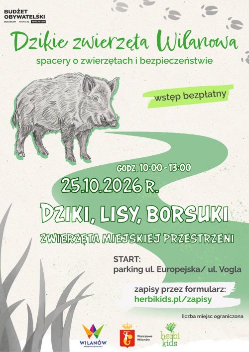 Dzikie zwierzęta Wilanowa. - Dziki, lisy, borsuki