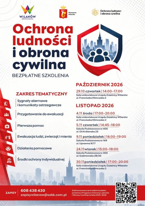 Bezpłatne szkolenia z ochrony ludności i obrony cywilnej w Wilanowie