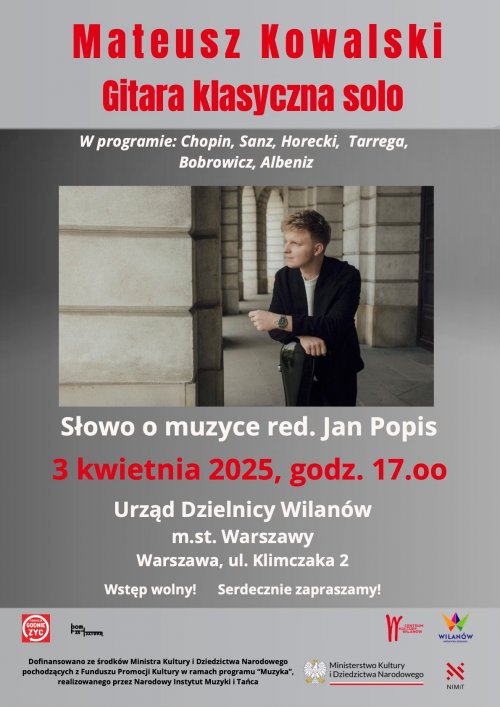 Wilanowskie Koncerty czwartkowe I Mateusz Kowalski I Gitara klasyczna solo