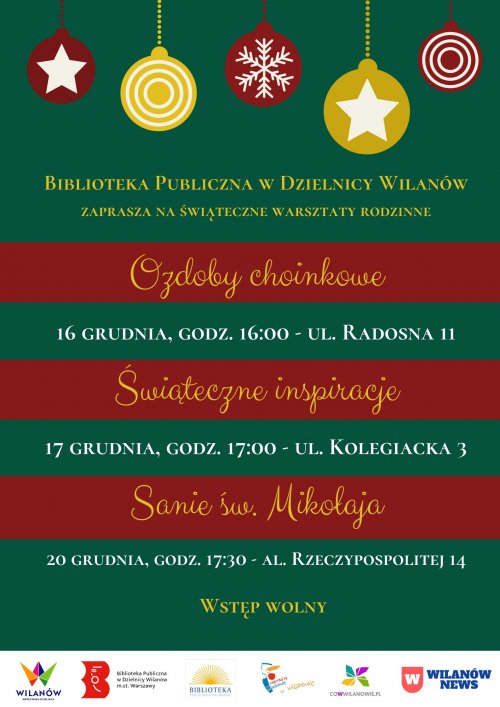 Świąteczne warsztaty rodzinne w Wilanowie